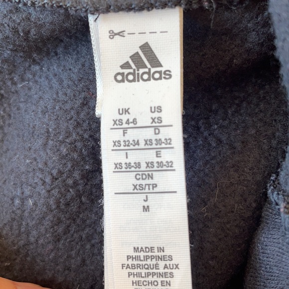 Adidas Black Hoodie w White Stripes Sleeve size XS - Picture 6 of 6